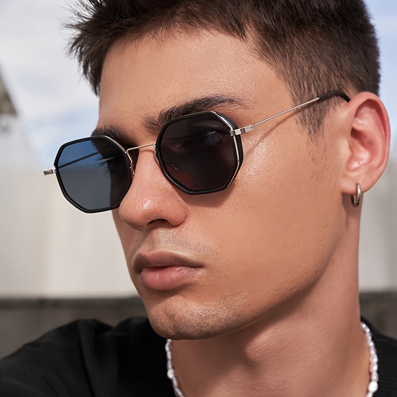 1 Pair Men'S Classic Retro Elegant Fashion Glasses, Casual Style Copper Alloy Frame with PC Polycarbonate Lenses, Decorative Everyday Wear for Hiking and Leisure