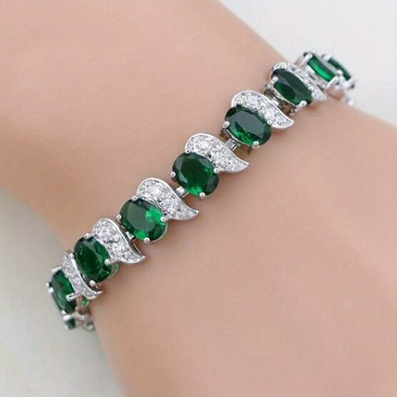 1 Set of Sparkling Imitation Synthetic Cubic Zirconiaia Bracelet, Suitable for Daily Jewelry Wear, The Perfect Gift for Her, for Teenager