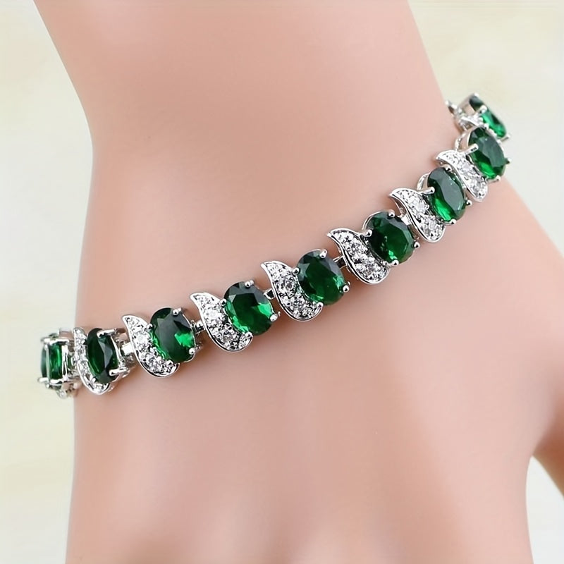 1 Set of Sparkling Imitation Synthetic Cubic Zirconiaia Bracelet, Suitable for Daily Jewelry Wear, The Perfect Gift for Her, for Teenager